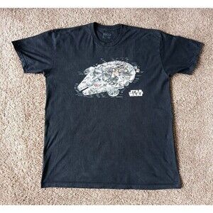 Star Wars Millennium Falcon Ship T-Shirt Men's XL Black Short Sleeve